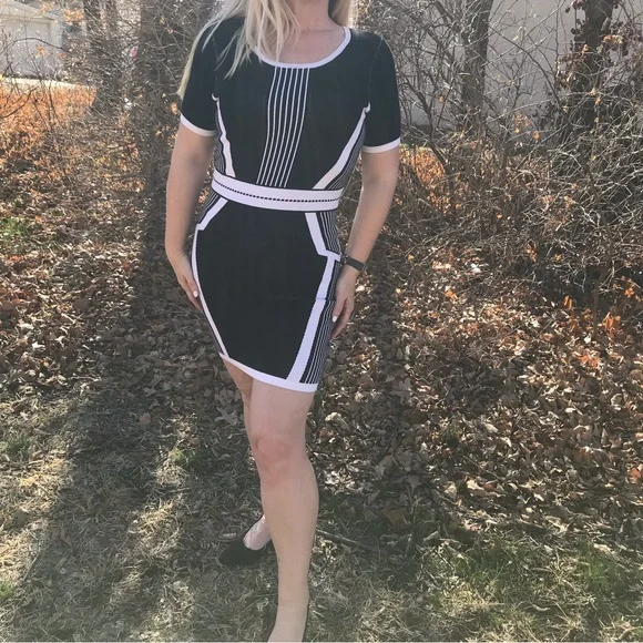 Dresses | Vintage Sweater Dress S Color Block 9s Geometric Mini | Poshmark
